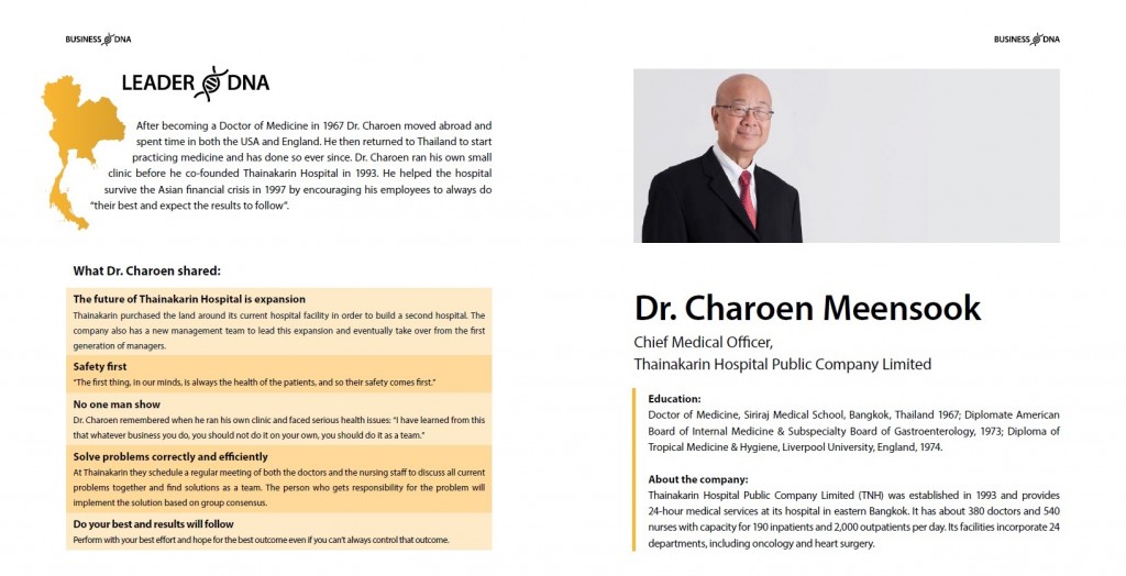 Leader DNA: Dr. Charoen Meensook of Thainakarin Hospital #Thailand #BusinessDNA