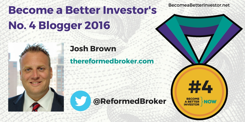 Congratulations @ReformedBroker on becoming the no. 4 Become a Better Investor Blogger 2016!
