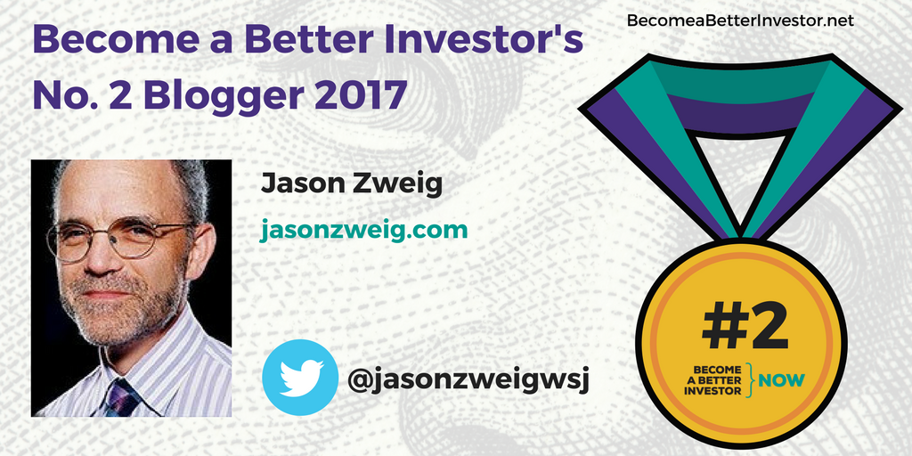 Congratulations @jasonzweigwsj on becoming the No. 2 Become a Better Investor Blogger 2017!